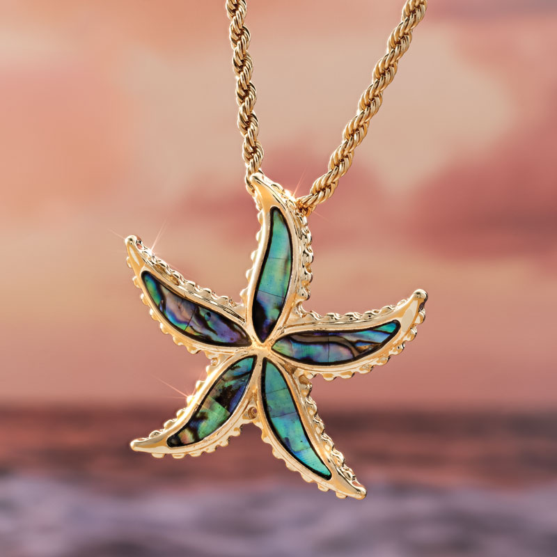 Abalone Starfish Necklace & Earrings Set